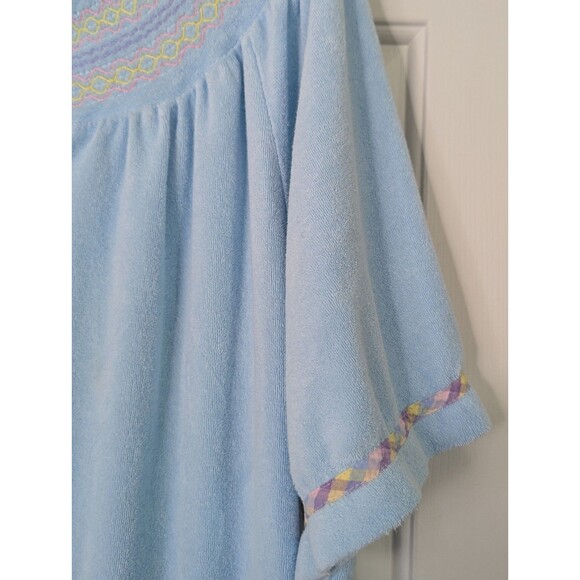 Intimate Appeal Terry Cloth Robe Housecoat XL Petite Blue Snap Front Duster S/S - Picture 7 of 11